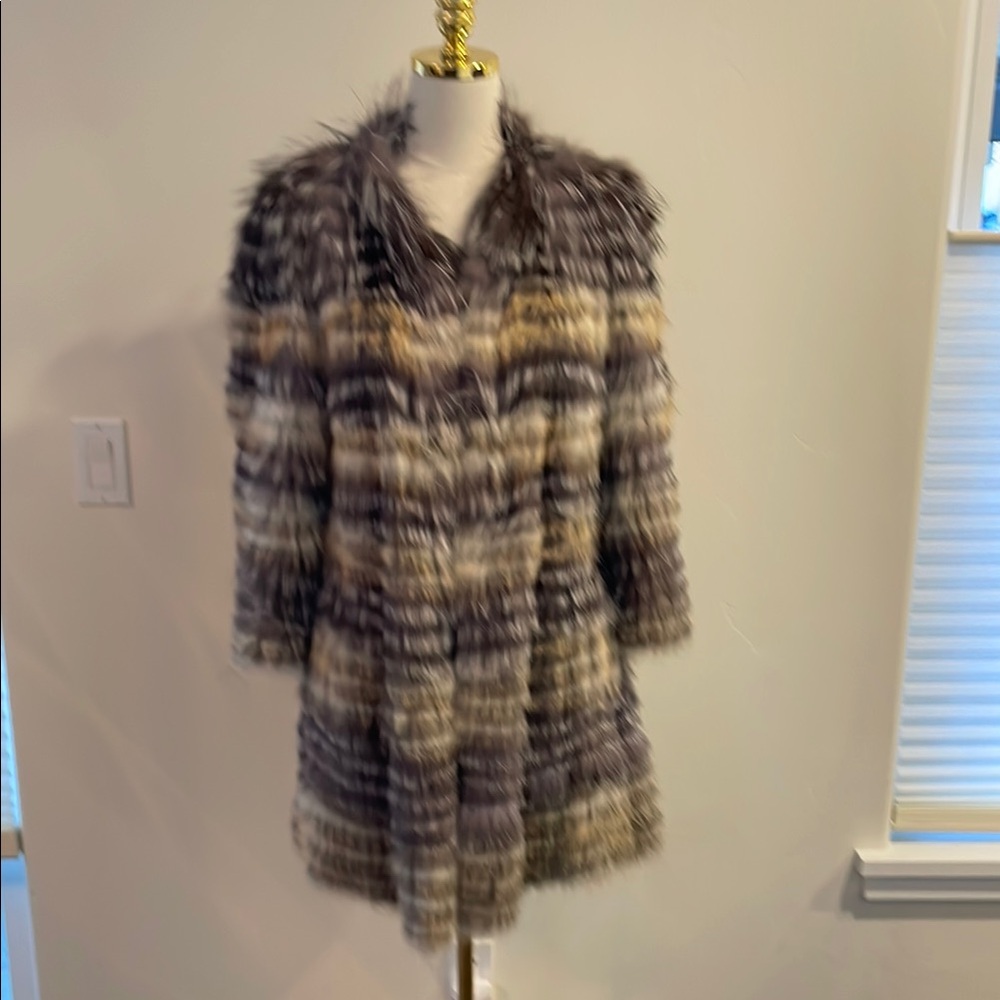 Linda Richards Genuine Arctic Fox Fur Coat size Large
